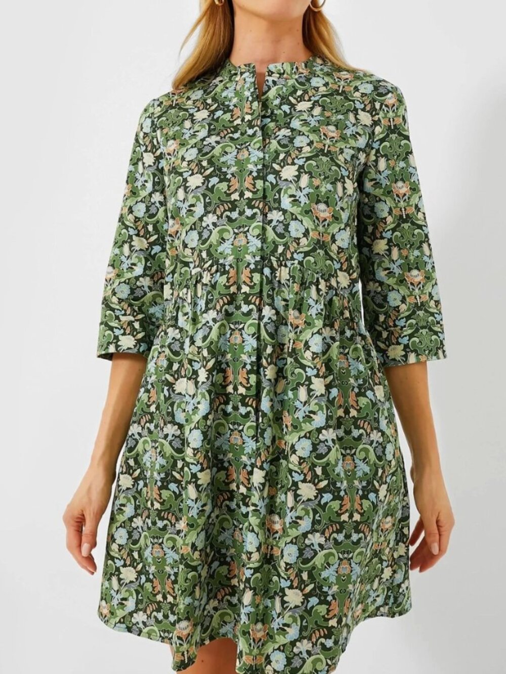 Tuckernuck Sage Deco Damask Royal Shirt Dress